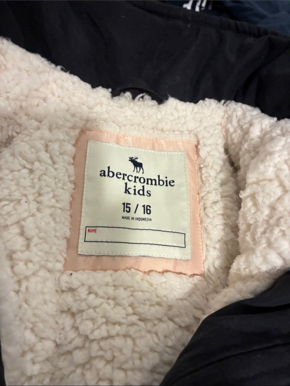 abercrombie kids Black Sherpa Jacket W/Hood Warm Athleisure Sz 16